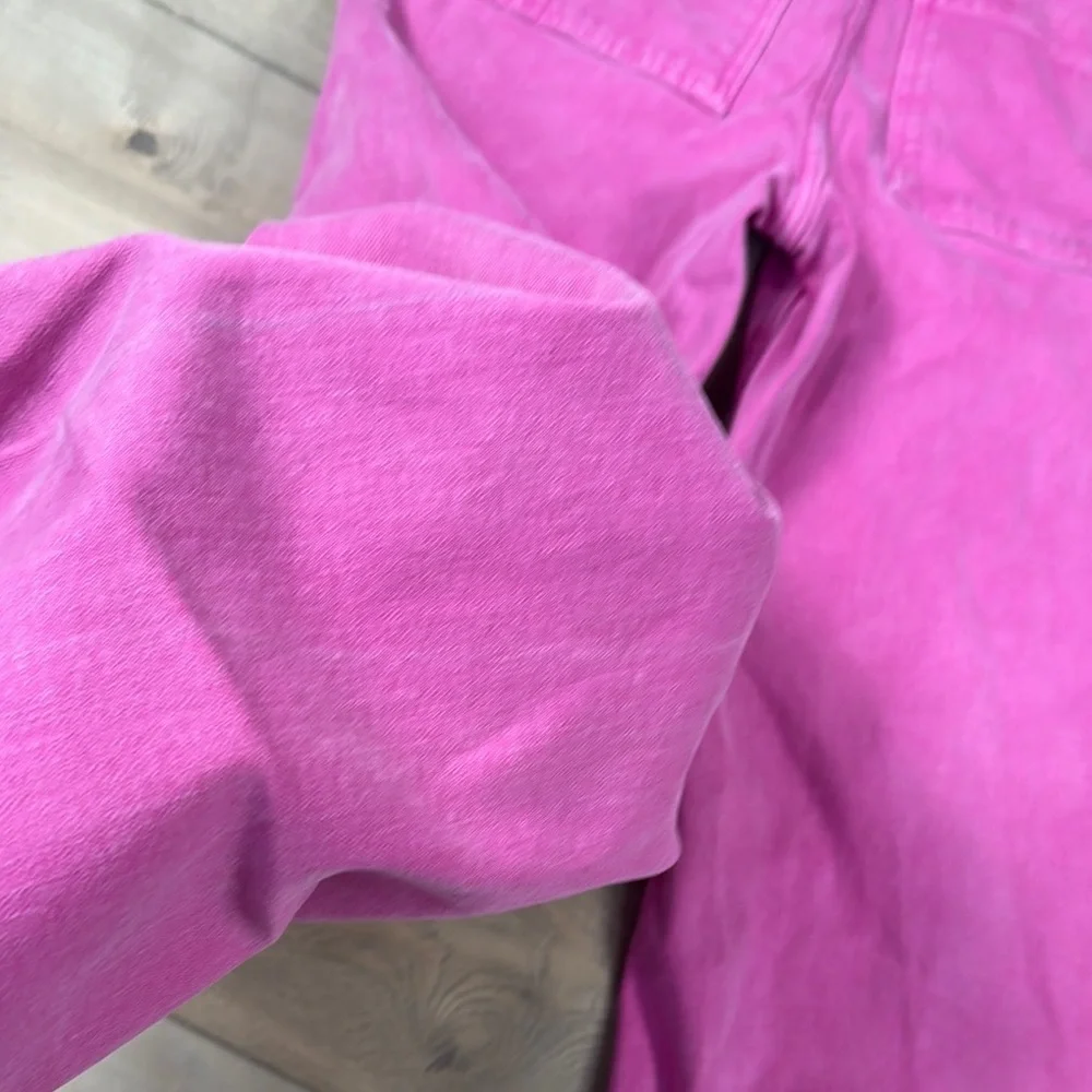 Zara Women's Viral Pink Wide-Leg Jeans Cut Off - Picture 16 of 16